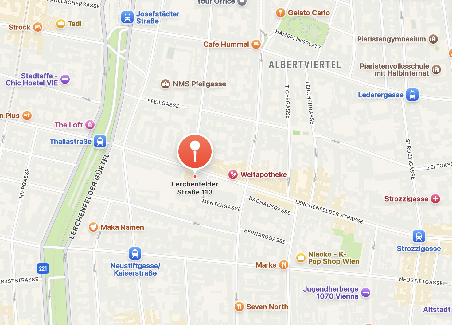 Karte 1070 Wien · Lerchenfelder Straße